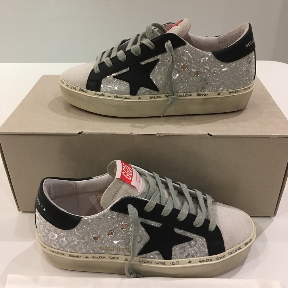 Golden Goose Hi Star Silver Leopard/Black Star NIB - Picture 4 of 10